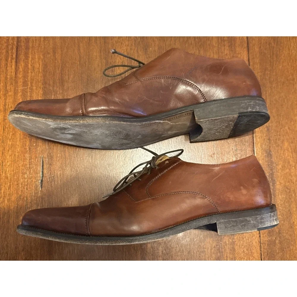 VTG‎ Johnston & Murphy Italy Brown Leather Cap Toe Oxford Dress Mens Size 10 M